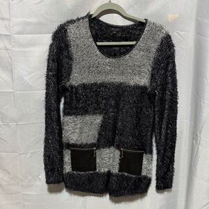 Orly Fuzzy and Faux Leather Sweater